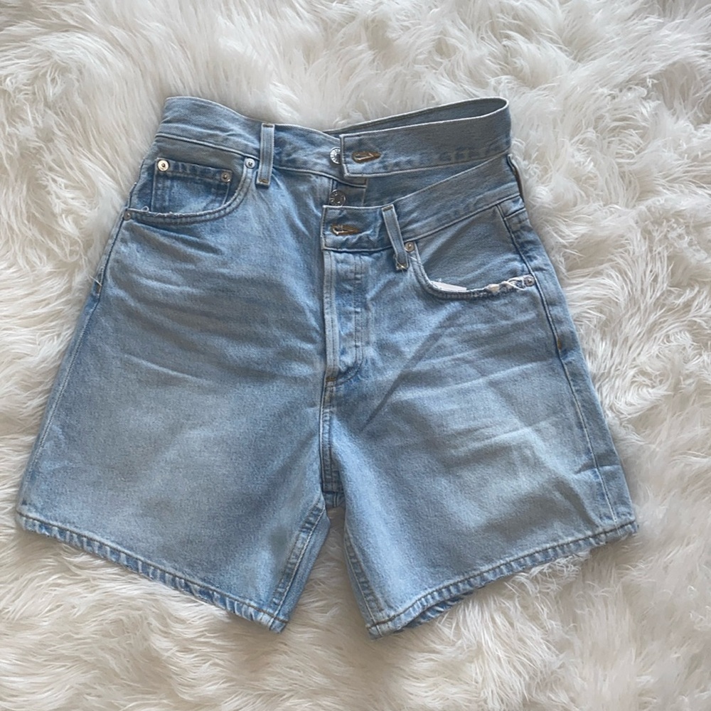 AGOLDE Criss Cross Upsized Denim Shorts